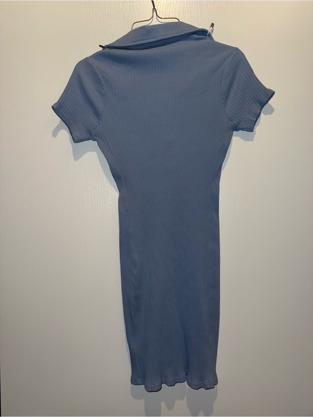 Le Lis Ribbed Polo Midi Dress in Dusty Blue - Picture 3 of 3